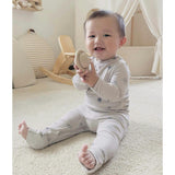 Footie Pajama Two-Piece, Beige