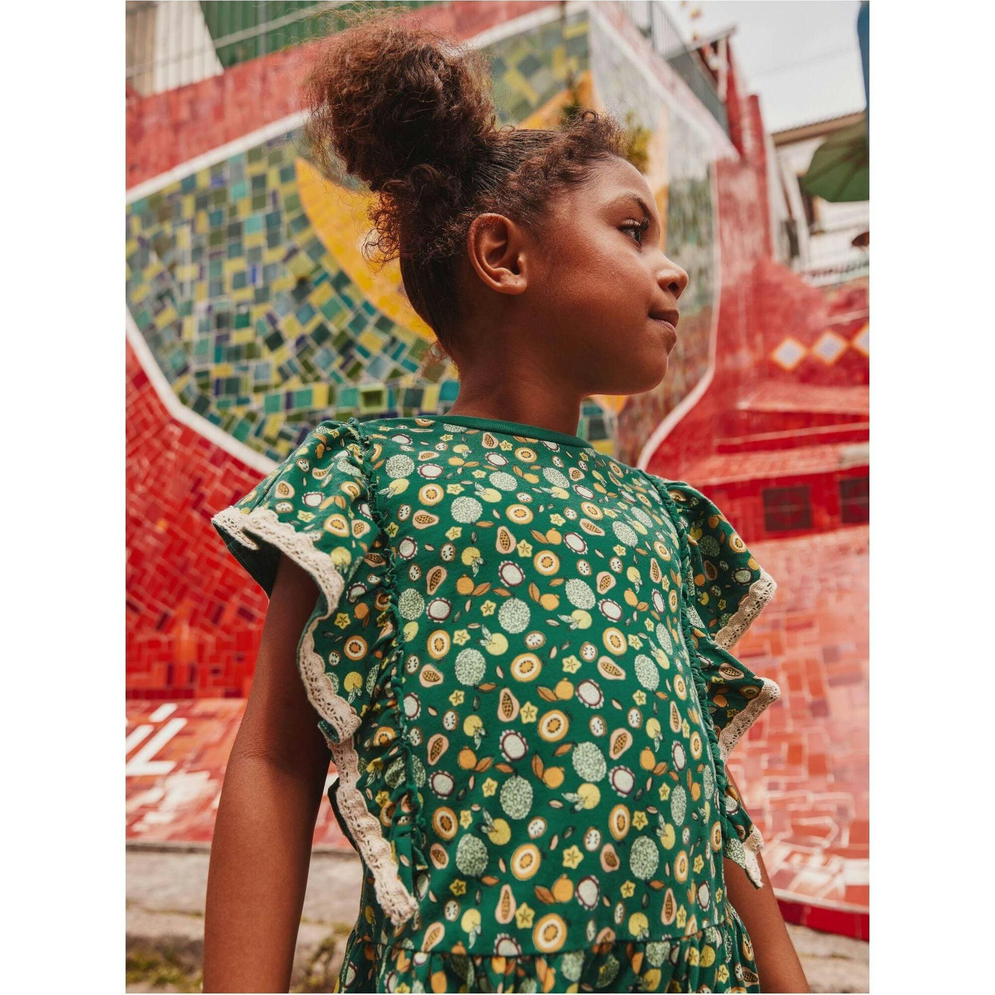 Crochet Trim Ruffle Dress 2.0, Green