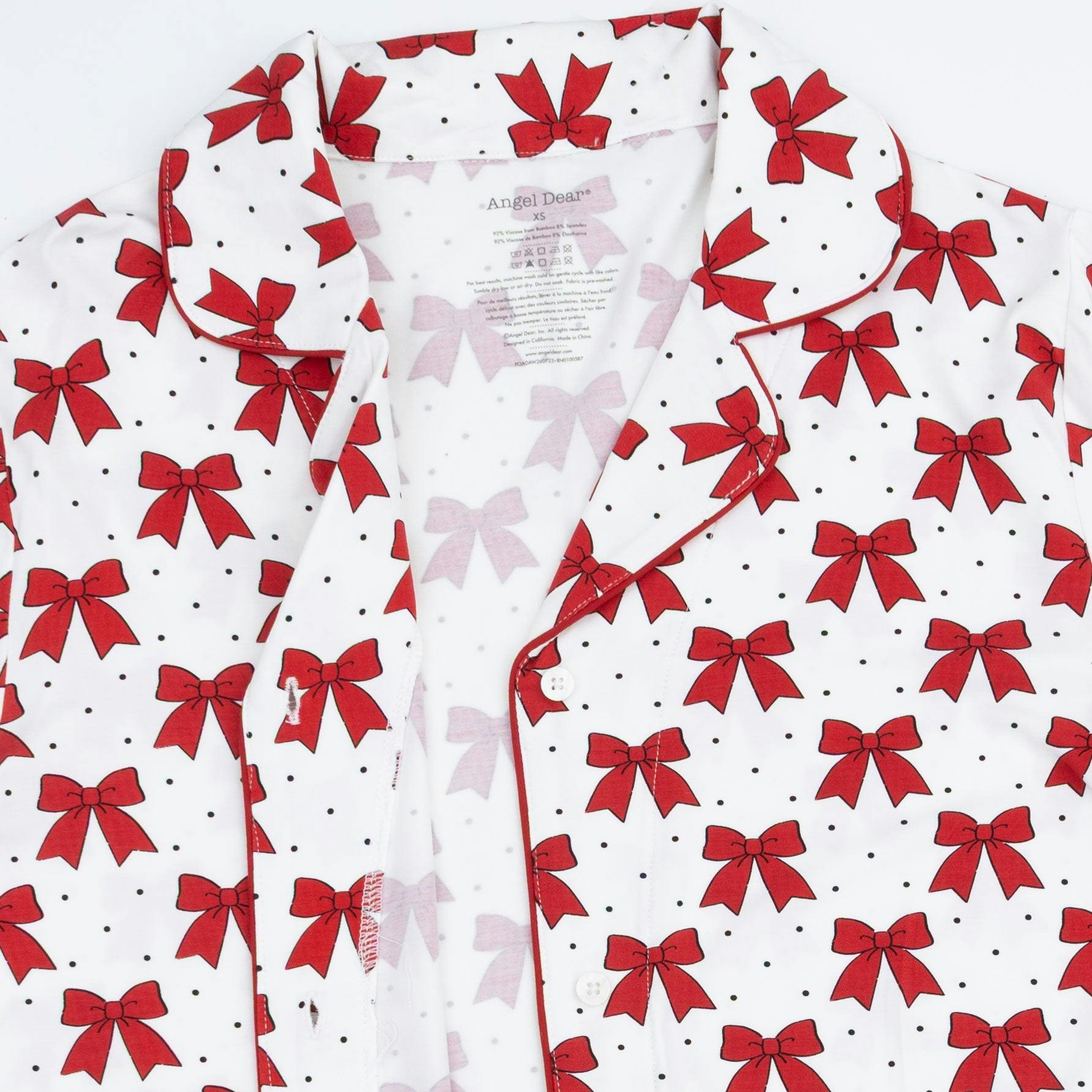 Festive Bows - Adult Long Sleeve Coat Style with Pants