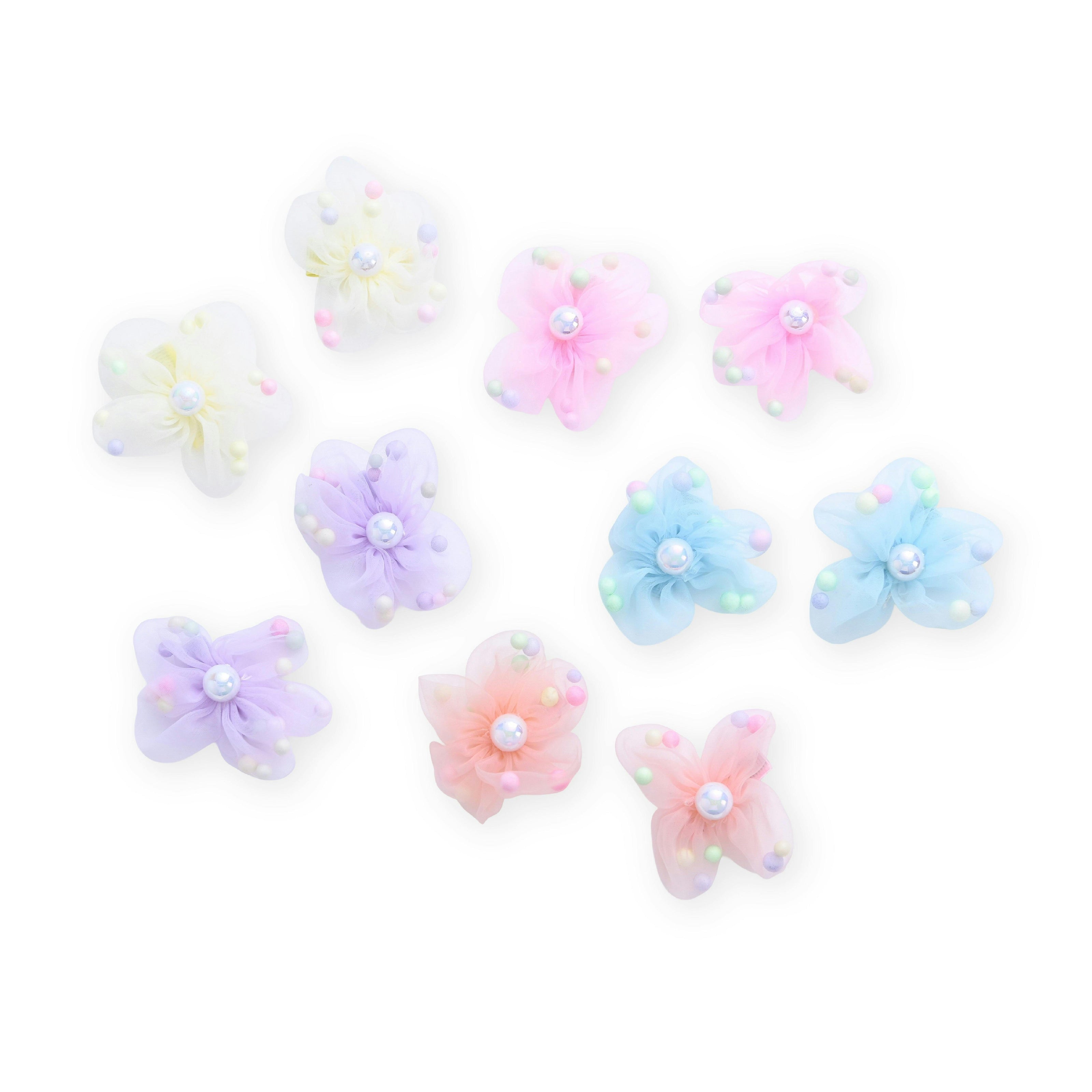 Beaded Flower Hair Tie Set