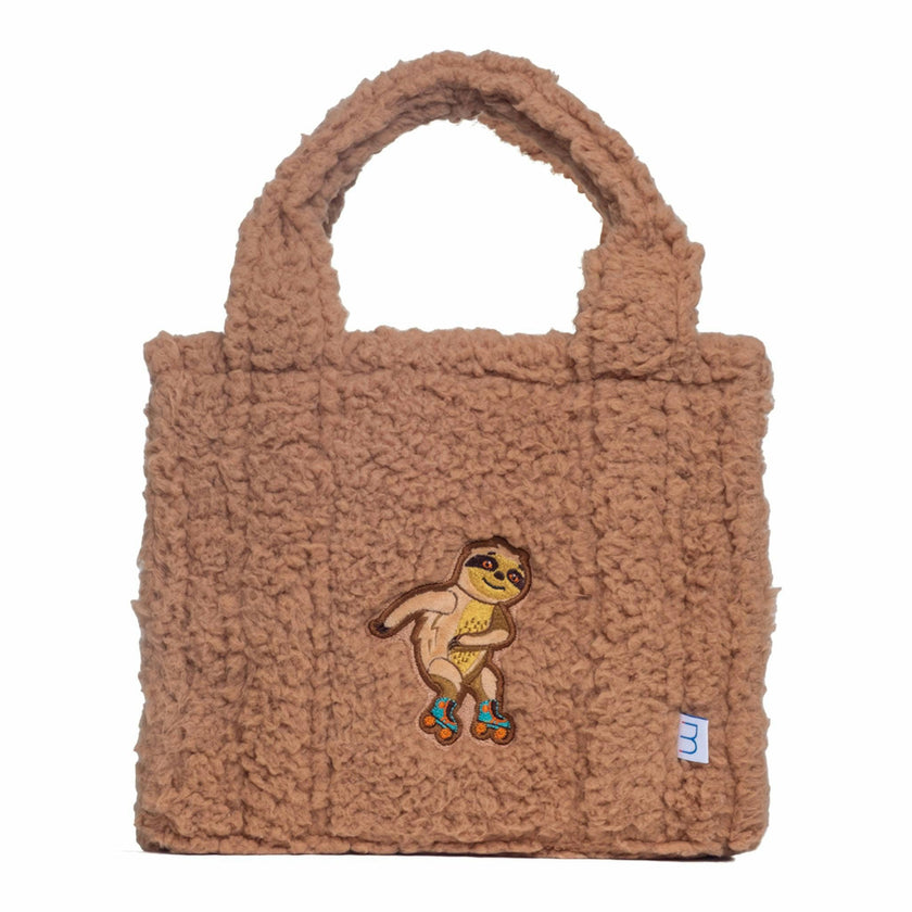 Sherpa Tote Bag – Cozy, Colorful & Convertible with Matching Coin Purse, Skating Sloths