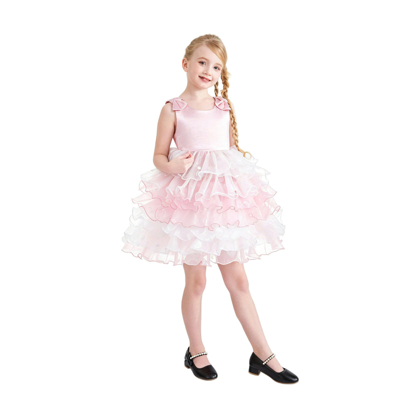 Light Pink Sirin Ruffled Tulle Dress