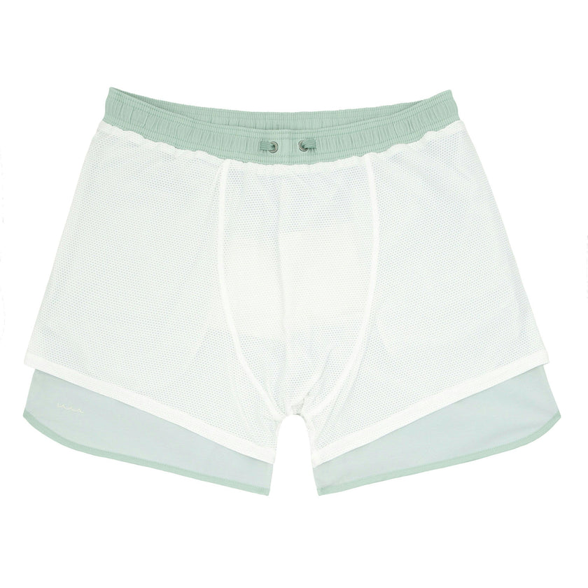 men's pistachio and cream colorblock boardie