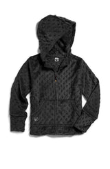 Ladies Minky Bubble Zip Hoodie - Black
