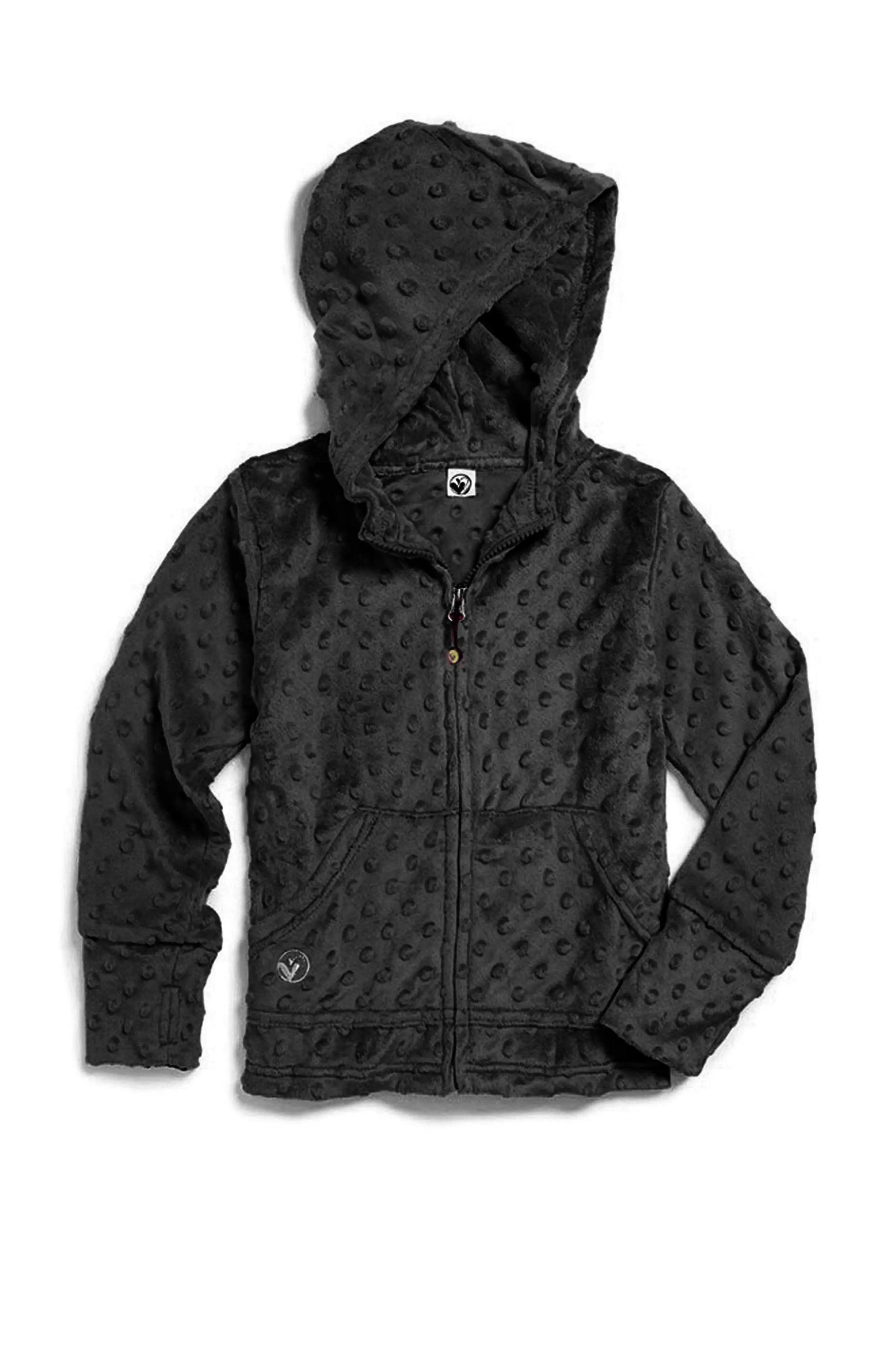 Ladies Minky Bubble Zip Hoodie - Black