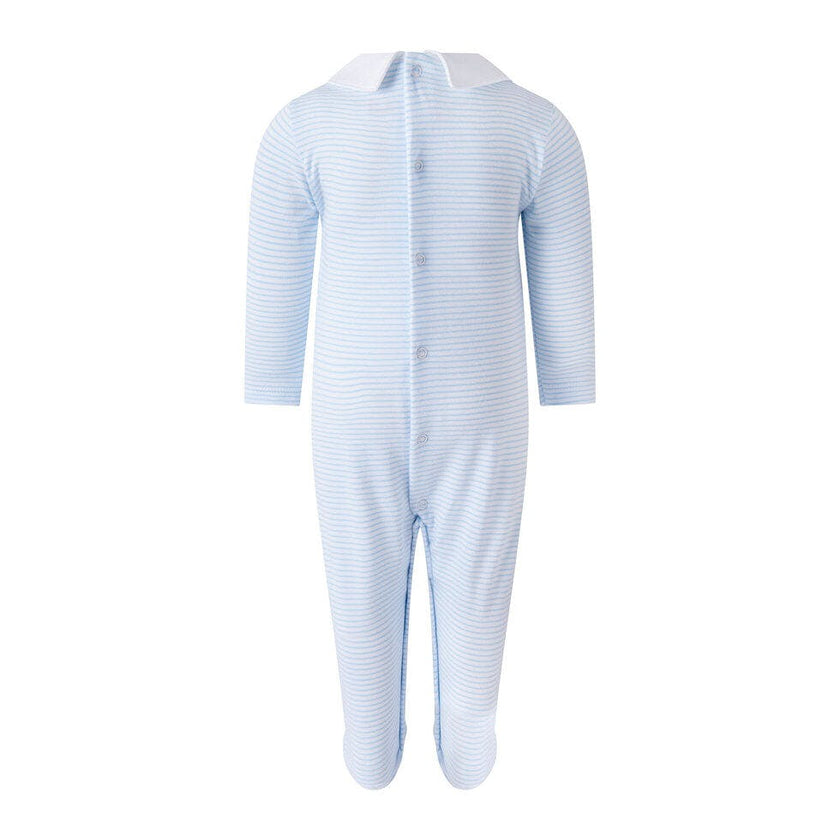 Pima Blue Pram Embroidered Footie