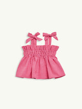 children's vichy frilled top - wild berry