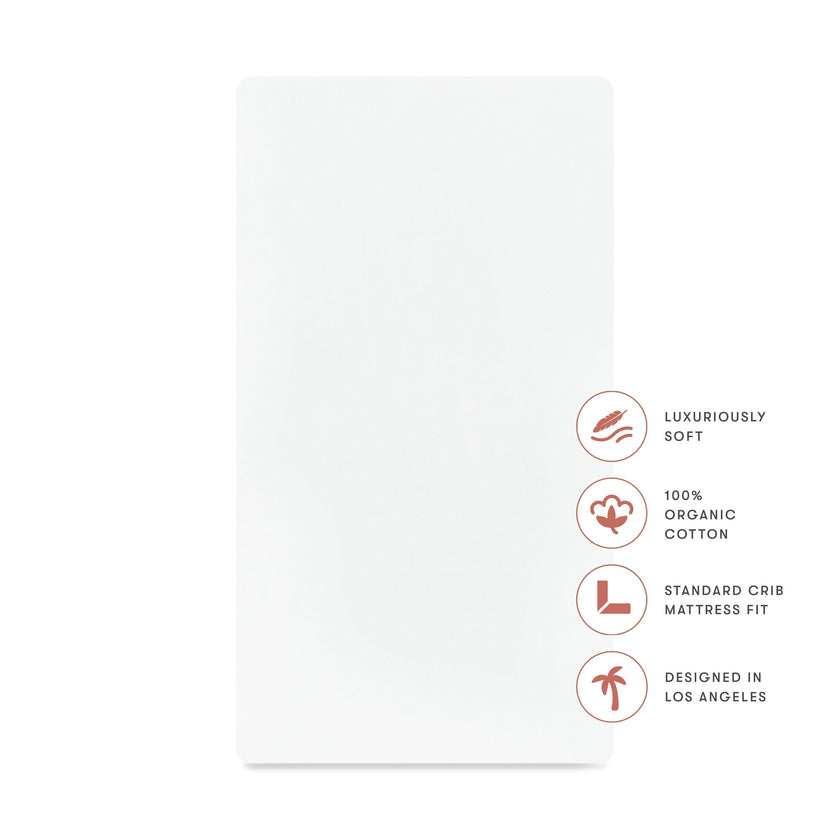 Crib Sheet in GOTS Certified Organic Brushed Cotton in Bright White