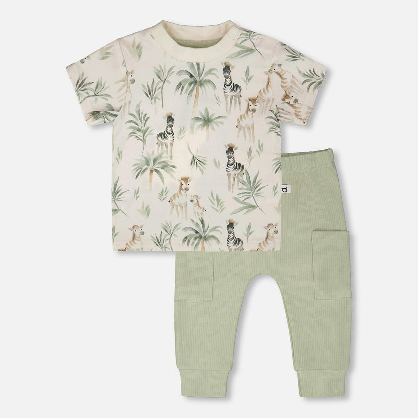 Organic Cotton Jersey T-Shirt And Cotton Rib Pants Set