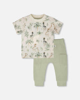 Organic Cotton Jersey T-Shirt And Cotton Rib Pants Set