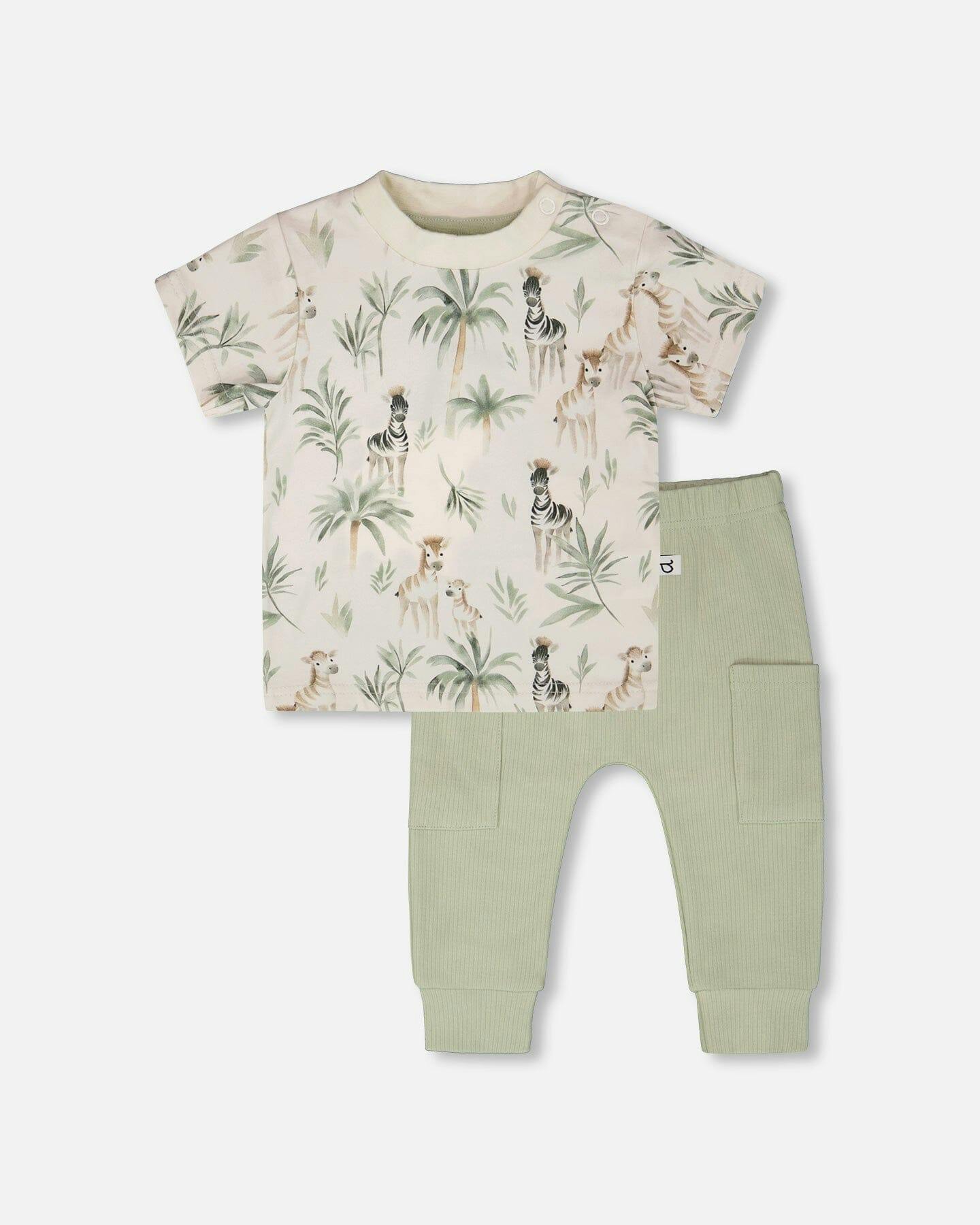 Organic Cotton Jersey T-Shirt And Cotton Rib Pants Set