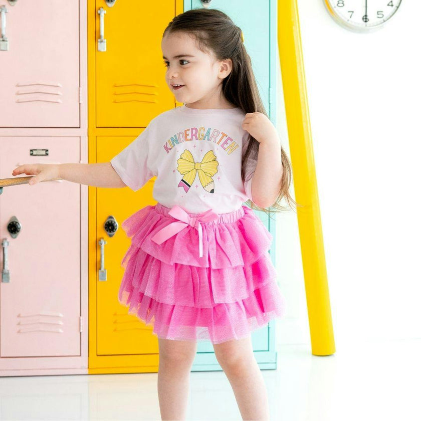 Kindergarten Pencil Bow Short Sleeve T-Shirt