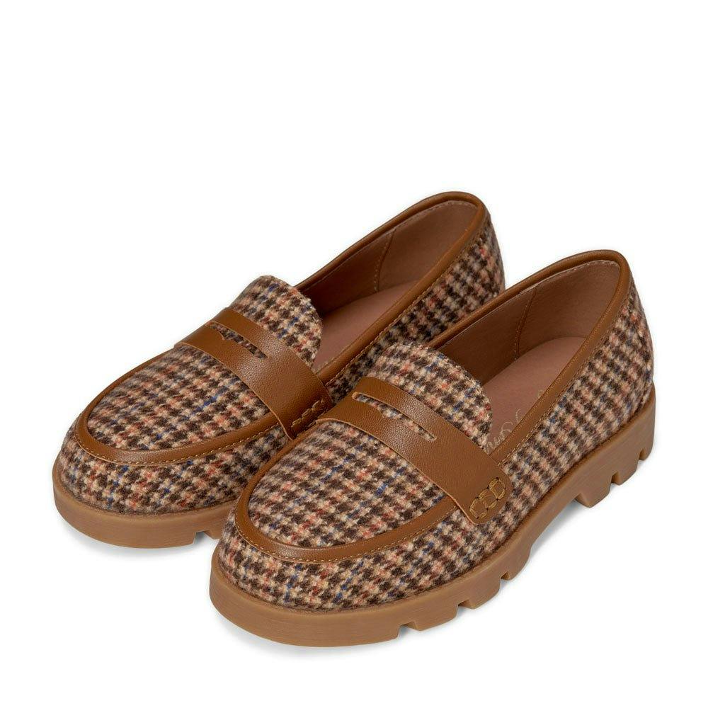 Paula Wool Plaid Chunky Sole Penny Loafers