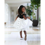 Audrey Black Velour Top and White Sateen Dress