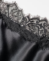 Women's Silk Lace Slip Dress in Black