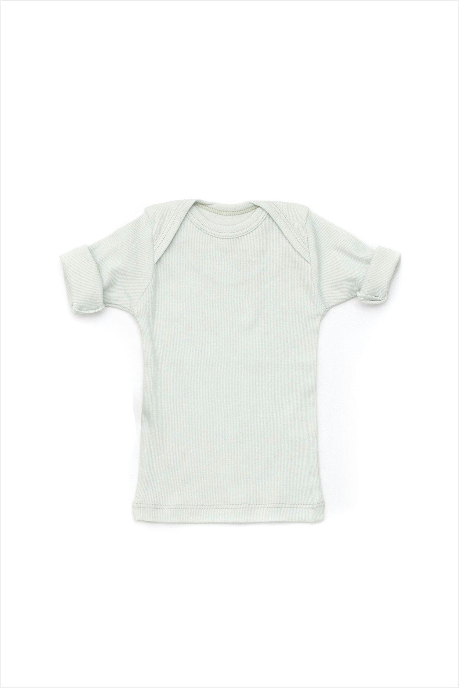 Rib Lap Shoulder Tee Short Sleeve Cloud