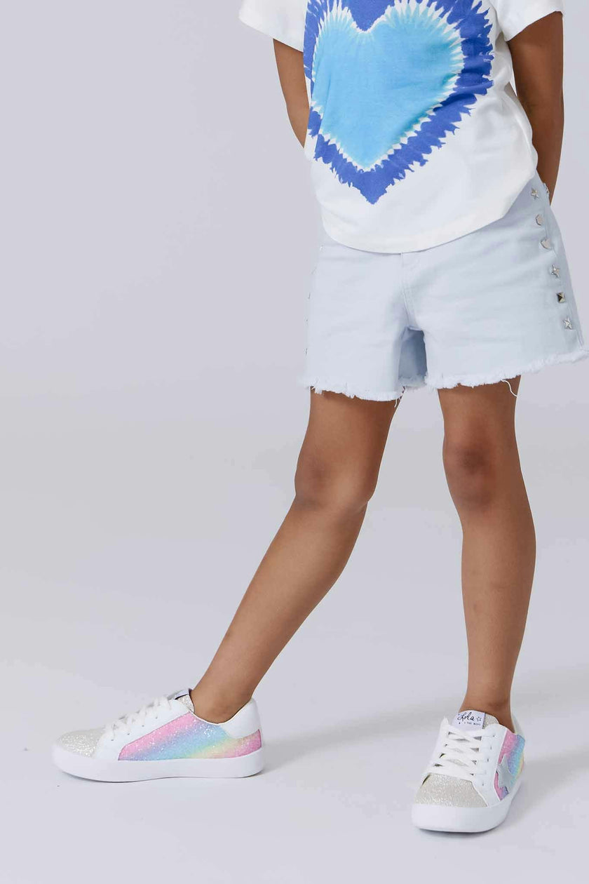 Girls Twill Stud Short in Cloud Blue