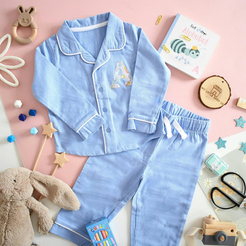 Liberty of London children's personalised classic pyjamas - blue