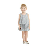 Gray Floral Embroidered Short Set