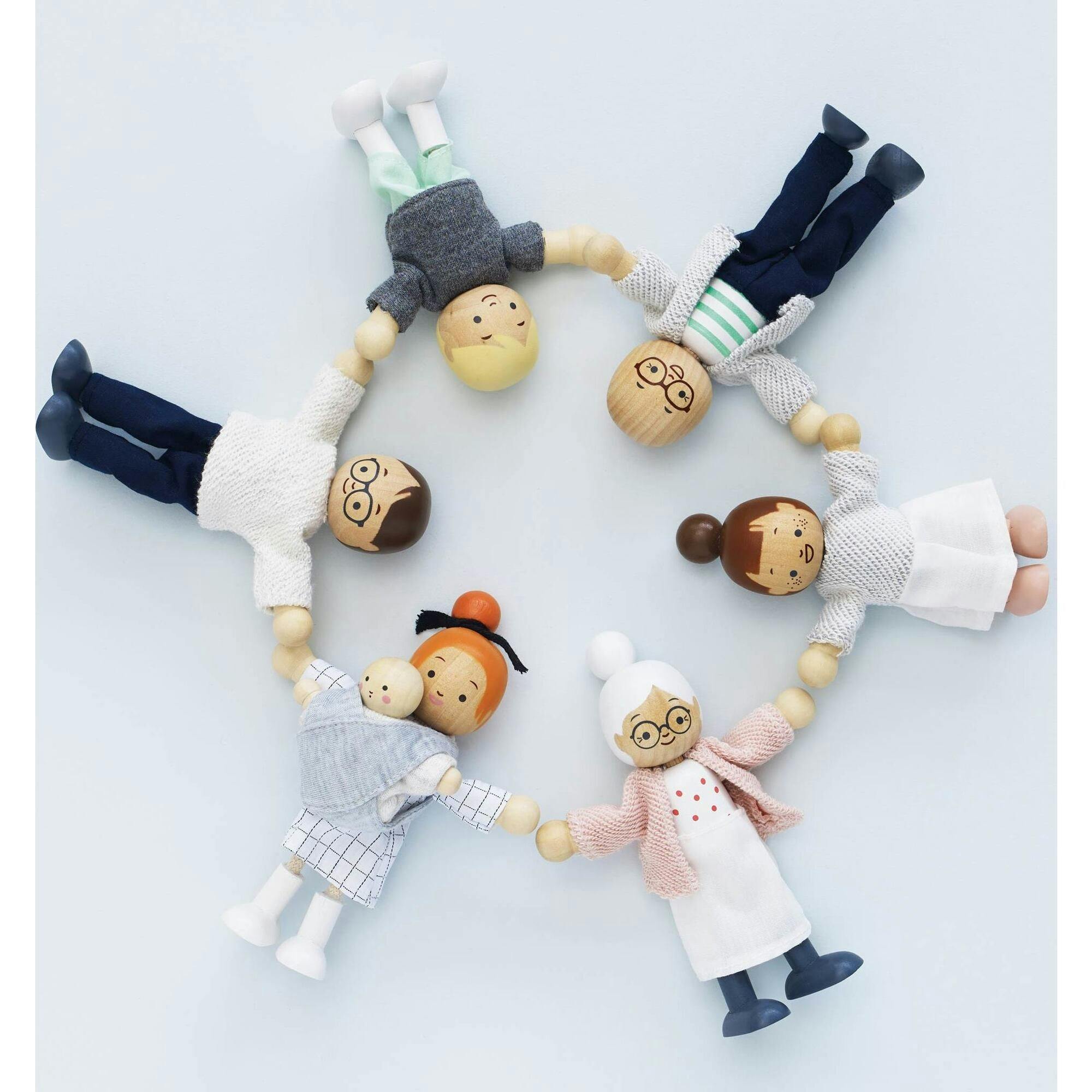 Wooden Dolls House Family