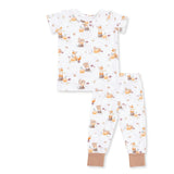 Woodland Animals with Pumpkins - Short Sleeve Loungewear Set