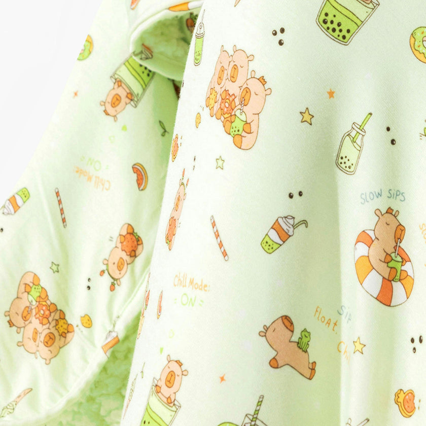 Capybara Boba Bamboo Sherpa Blanket