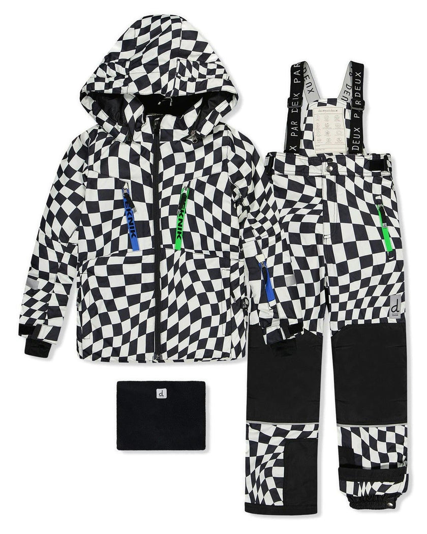 Two Piece Teknik Snowsuit White Checkered Print