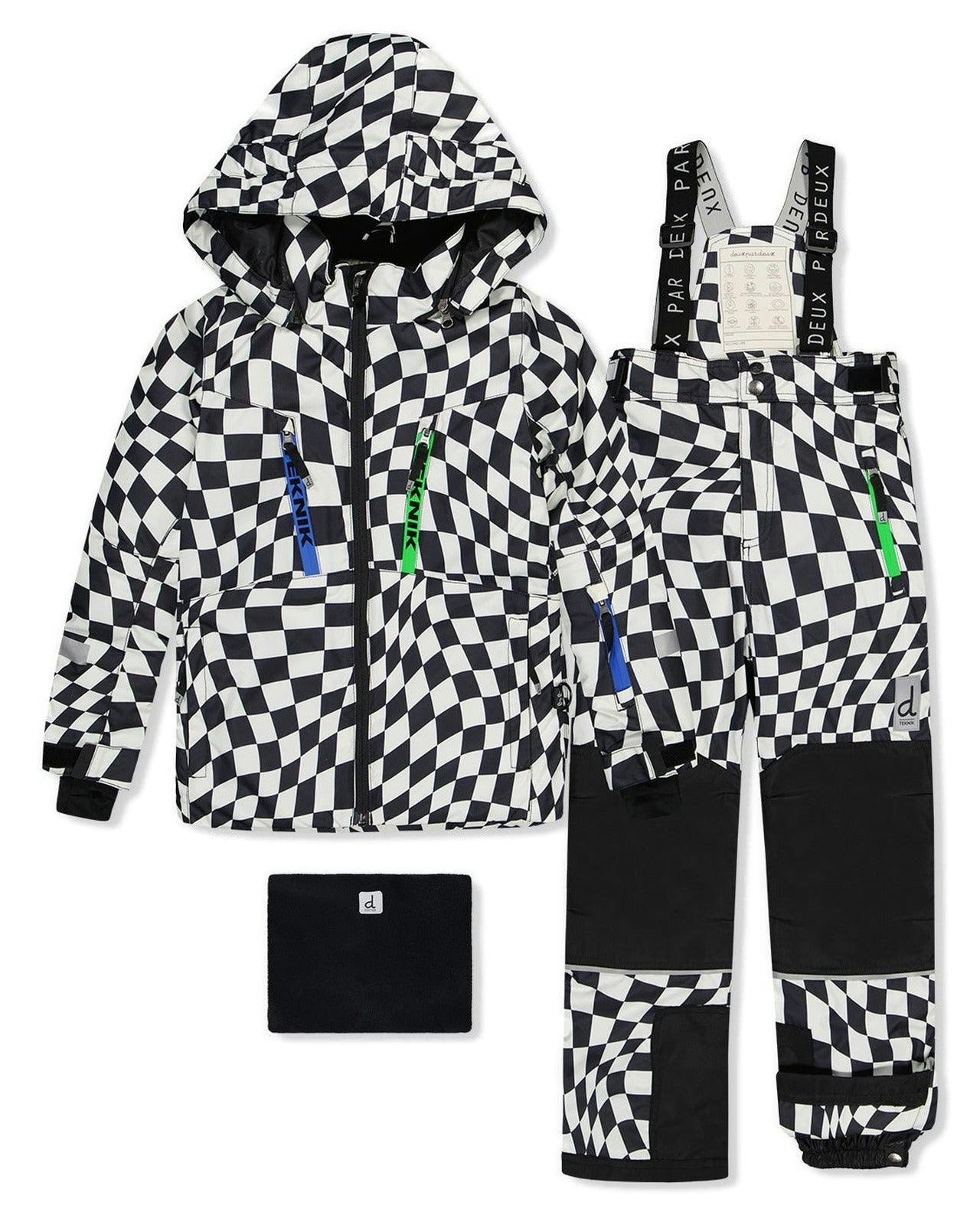 Two Piece Teknik Snowsuit White Checkered Print