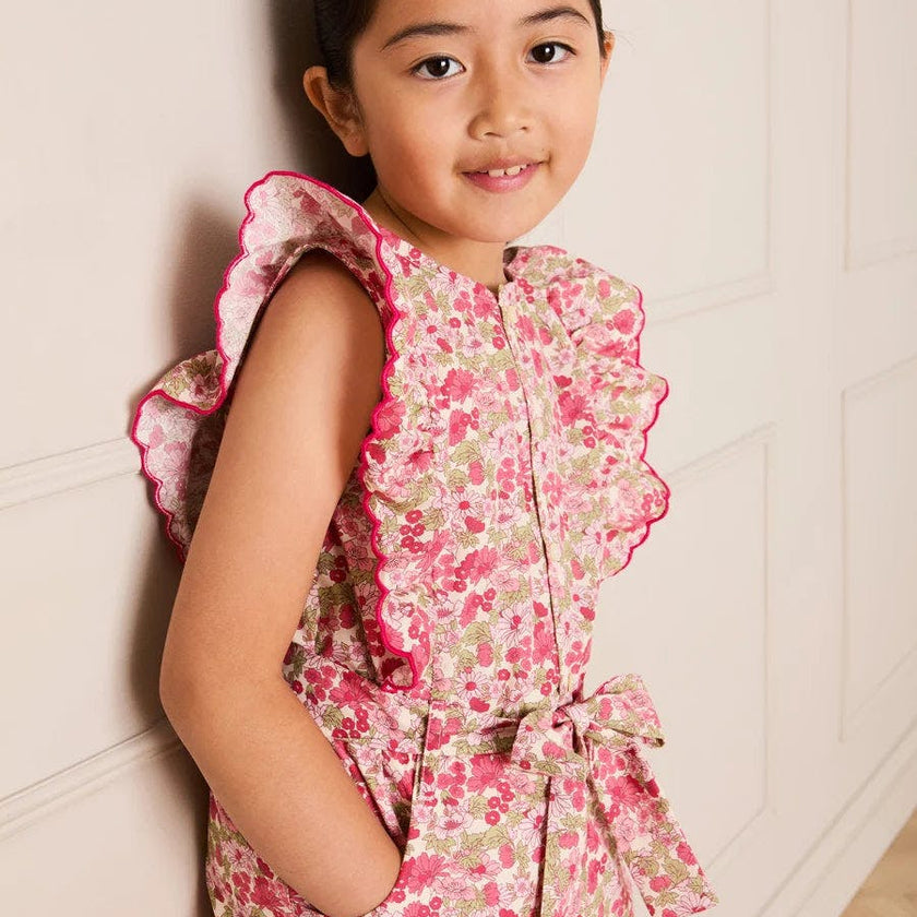 Margret Floral Ruffle Detail Playsuit in Pink (4-12yrs)