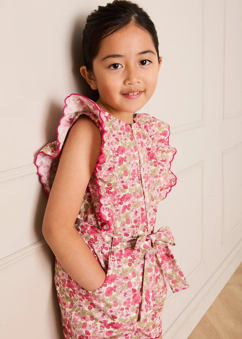 Margret Floral Ruffle Detail Playsuit in Pink (4-12yrs)