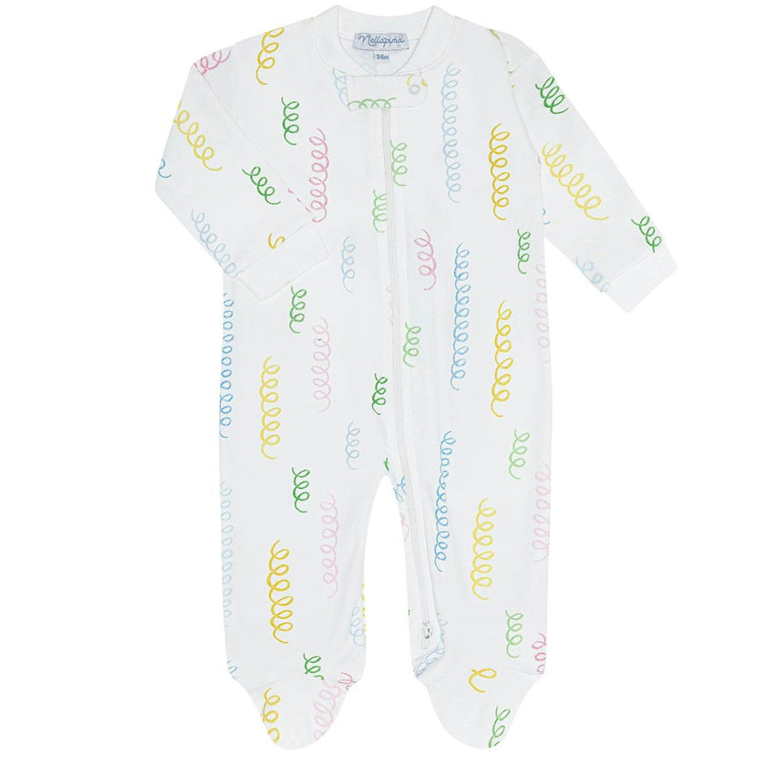 Spirals Print Zipper Footie