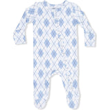 Blue Argyle - 2 Way Zipper Footie