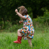 Flora And Fauna Button Through Short Sleeve Dress, Multi