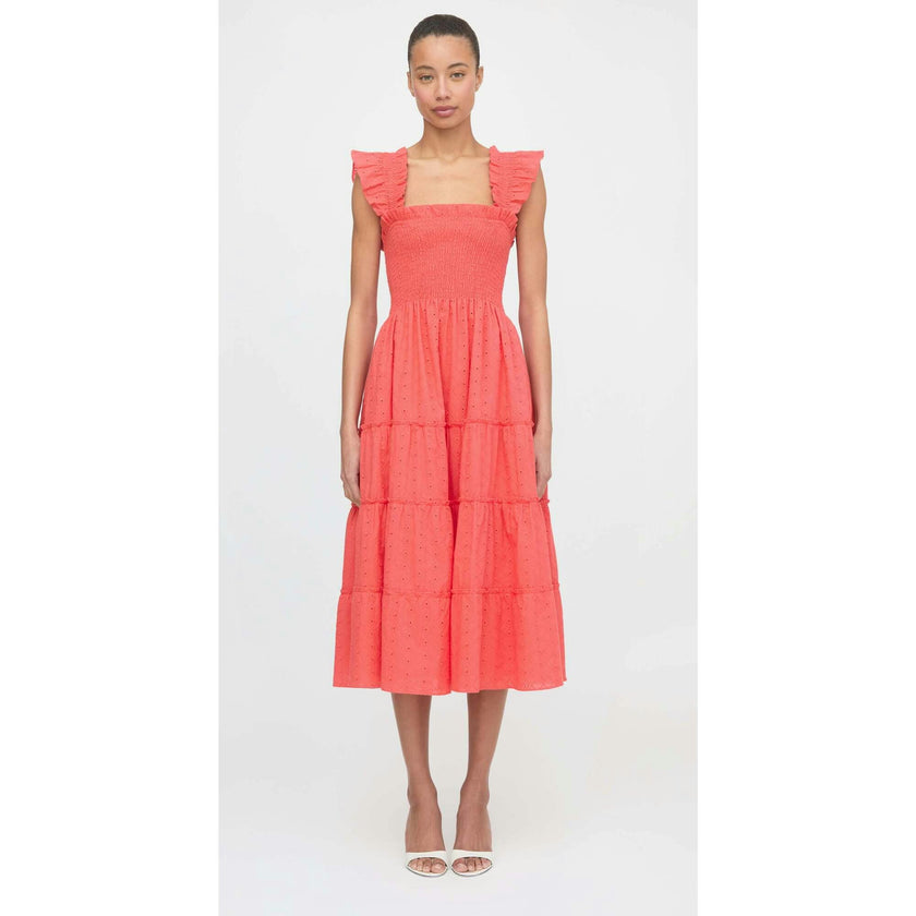 The Ellie Nap Dress - Coral Daisy Broderie