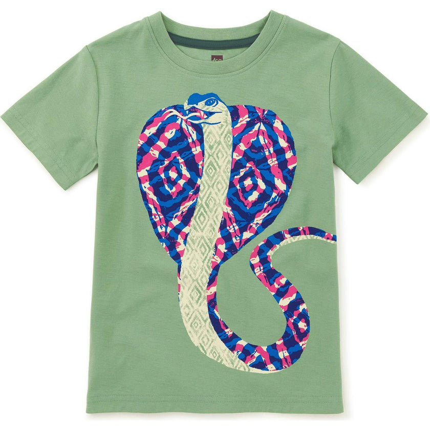 Block Print Cobra Graphic Tee, Green