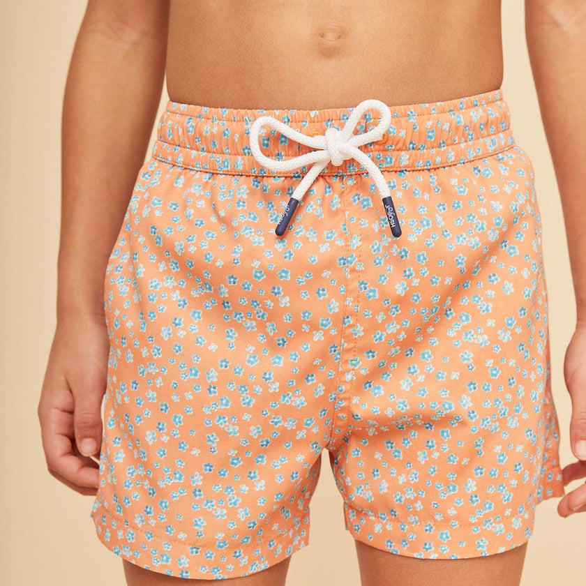 Orange Flowers Boys' Swim Shorts