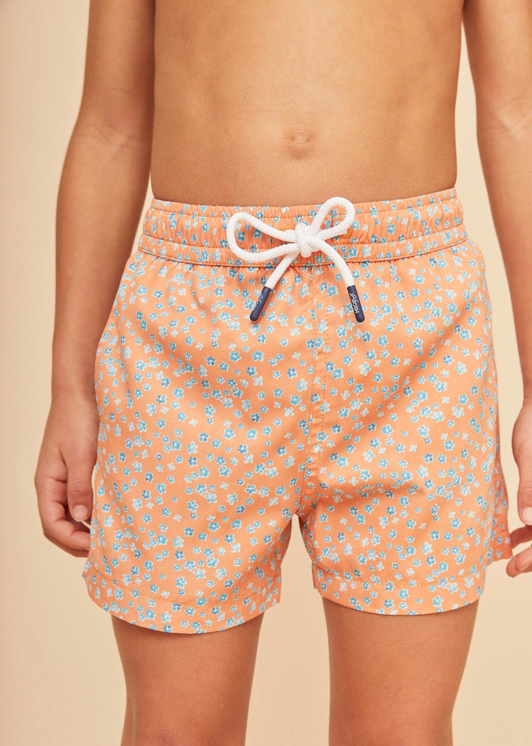 Orange Flowers Boys' Swim Shorts