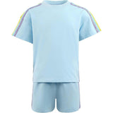 Blue Rainbow Stripe Short Set