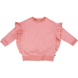 Crew Neck Ruffle Down Long Sleeve Sweatshirt