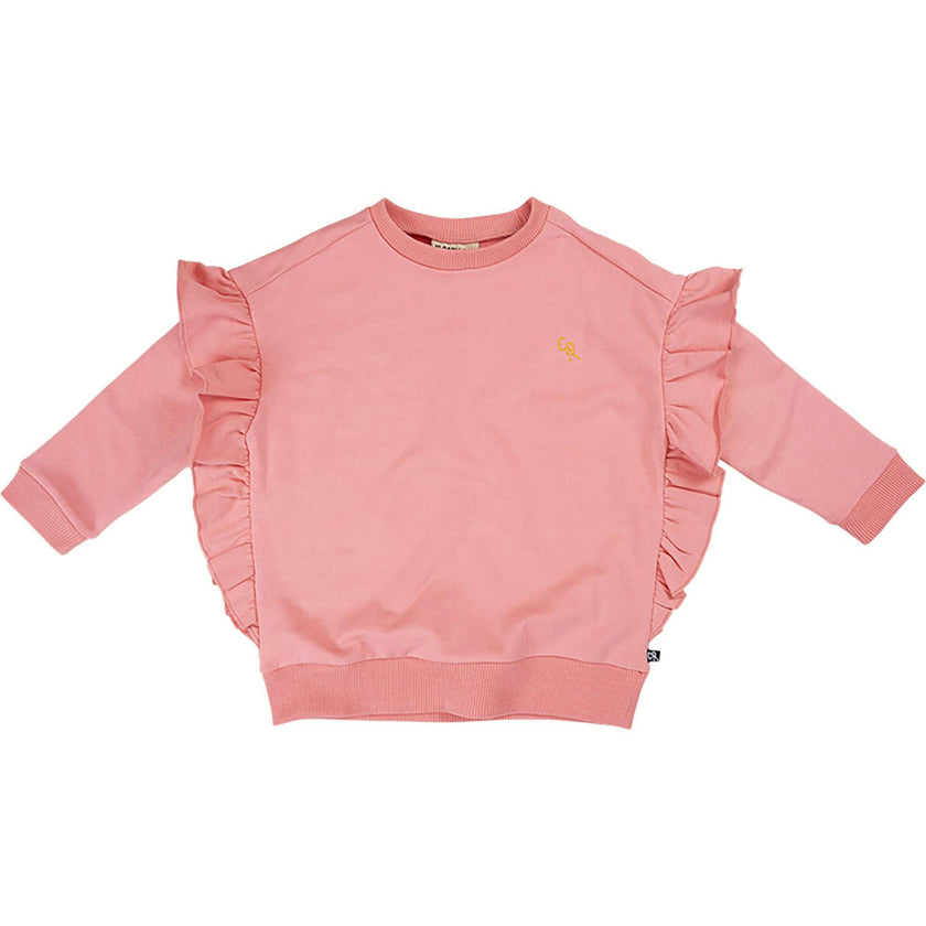 Crew Neck Ruffle Down Long Sleeve Sweatshirt