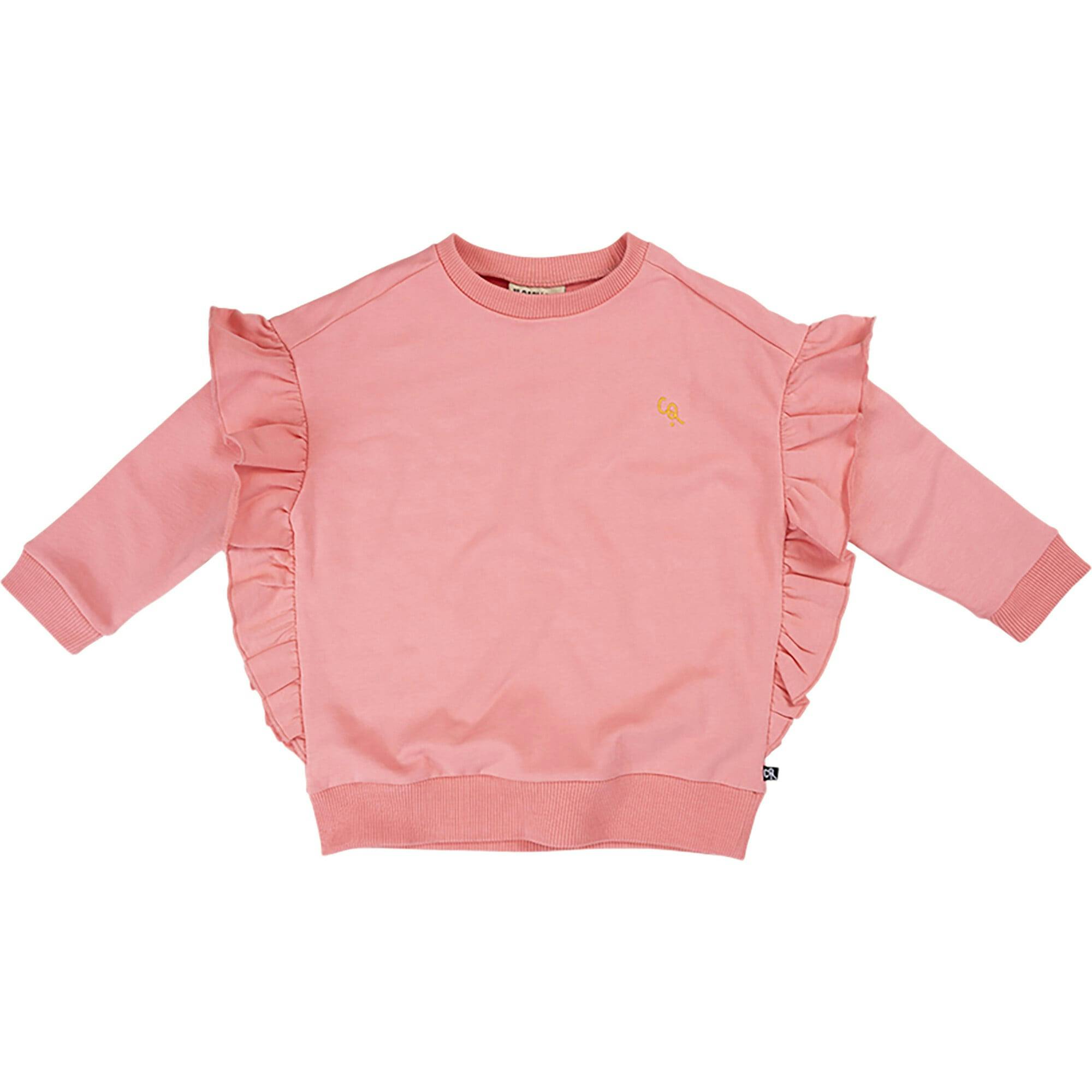 Crew Neck Ruffle Down Long Sleeve Sweatshirt