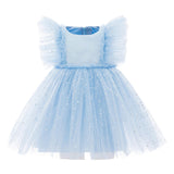 Light Blue Party Dress with Glitter Stars