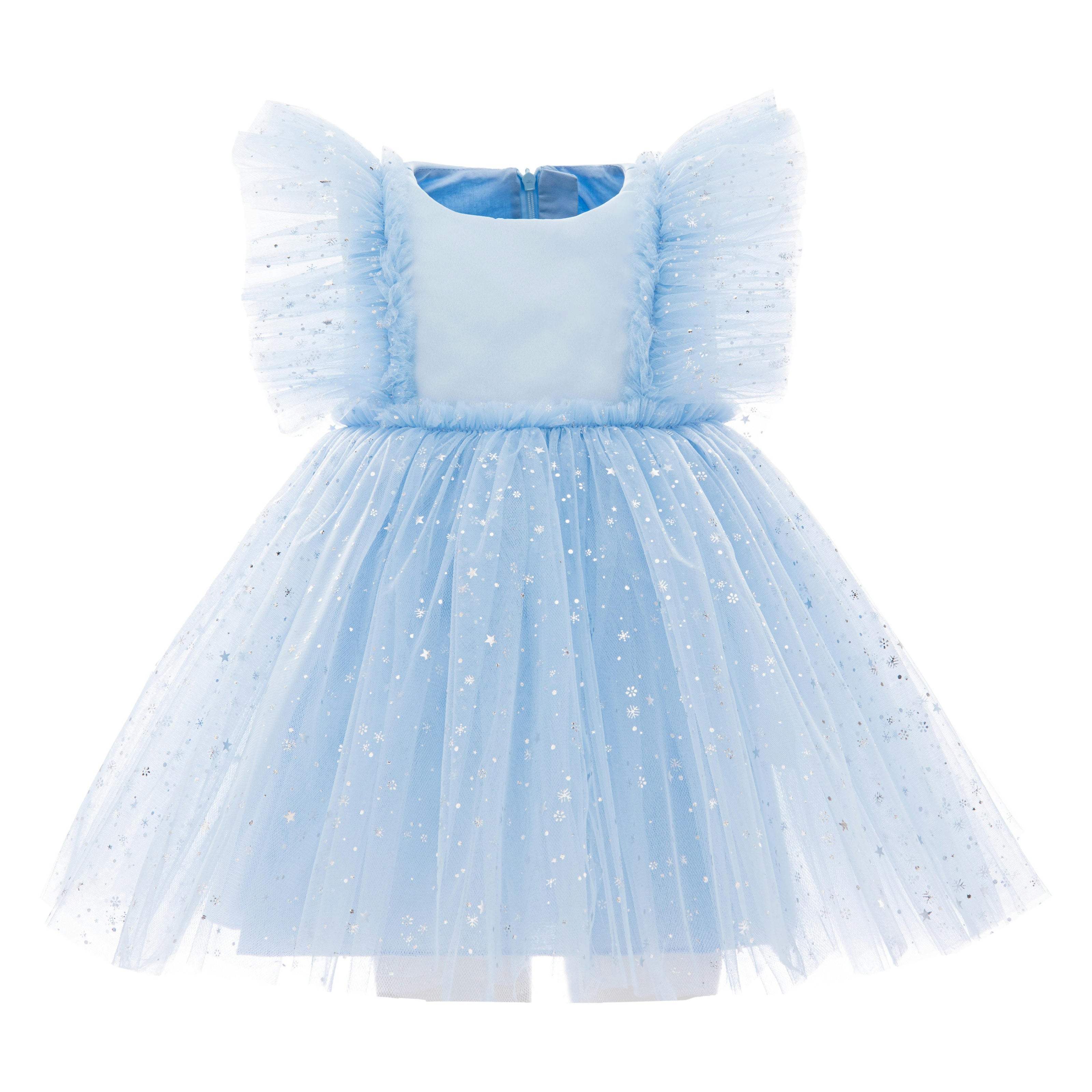 Light Blue Party Dress with Glitter Stars