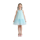 Blue Amelisse Sequin Back Bow Dress