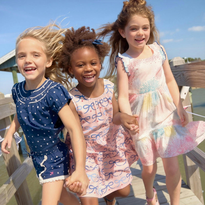 Girls Eloise Dress - Pink Bows