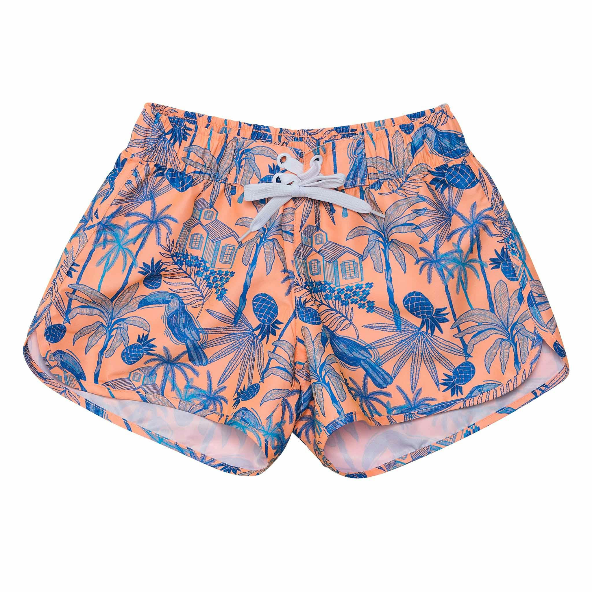 Girls Sustainable Flat Front Side Cut Drawstring Board Shorts