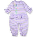 Stripe Knit Longall With Heart Flowers
