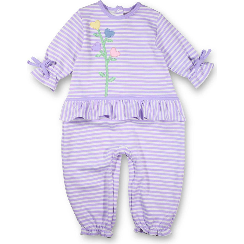 Stripe Knit Longall With Heart Flowers