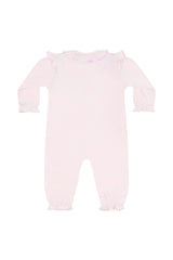 Pink Pumpkin Patch Embroidered Romper LS