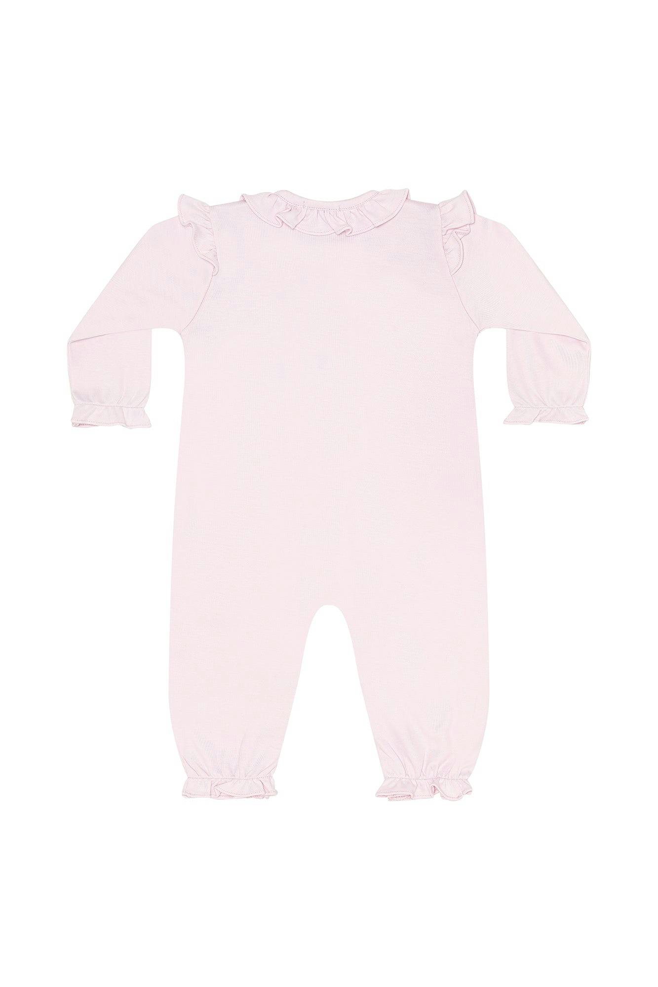 Pink Pumpkin Patch Embroidered Romper LS